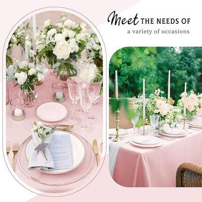 10 Packs Satin Tablecloth 57 x 108 Inch Rose Gold Rectangular Table Cloth Silk Tablecloth Smooth Fabric Overlay Satin Table Cover Decoration for Wedding Party Banquet Events