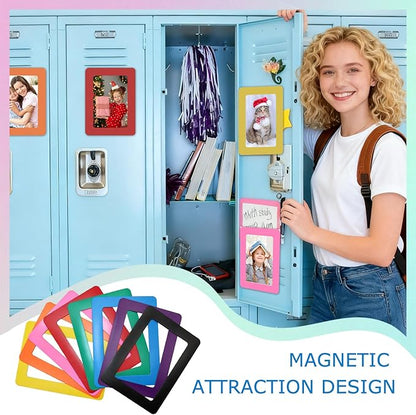 24 Pcs Magnetic Picture Frames for Refrigerator, 8 Colors Magnet Photo Frame for Fridge Holds 3.5x5 Photos for Home Office Fridge Decoration
