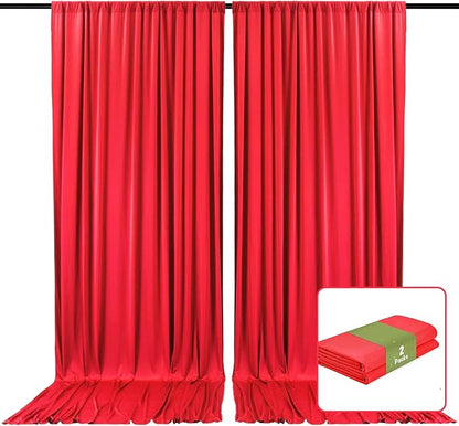 2 Panels Red Backdrop Curtain, 10 x 7 Feet Background Curtains for Parties, Weddings, Baby Showers, Bachelorette Halloween, Christmas Birthday Party Photoshoot Backdrop Curtains Decorations