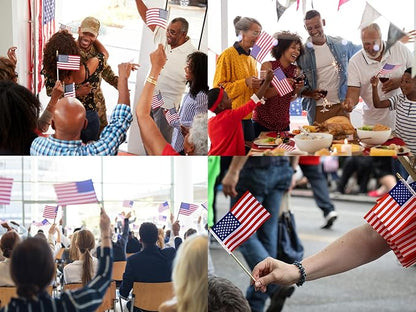 150pcs Small American Flags on Stick, Handheld 4 x 6 Inchs Mini American Flags with Kid-Safe Golden Spear Top, US Flags for 4th of July Decorations Outdoor, Independence Day Decorations
