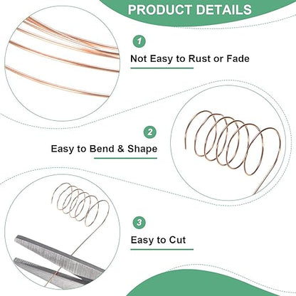 2-Rolls 0.4mm Jewelry Wire, 26 Gauge 328FT Craft Wire Copper Beading Wire for Jewelry Making/Planting/Weaving/DIY Crafting, Soft Metal Wires [100M, Copper Tone]