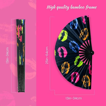 SYNTECSO Hand Fans for Women Foldable, Boots on The Ground Fan, Rave Fan for Drag Queen, Women and Men，Fans for Line Dancing, Parties, Music Festivals, EDM and Decoration