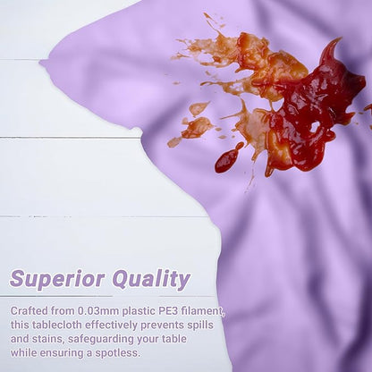 QZYL 12 PCS Lavender Plastic Tablecloths, 54 in x 108 in Dinner Table Cloths, Rectangle Table Cover for Birthday Party Family Gathering Wedding