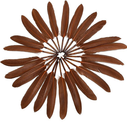 FeelfunFeather 120pcs Coffee Brown Goose Cochettes Feather Natural Bulk 4-6 inch 10-15cm for Wedding Party Christmas Decorations DIY Crafts Goose Cochettes Feather