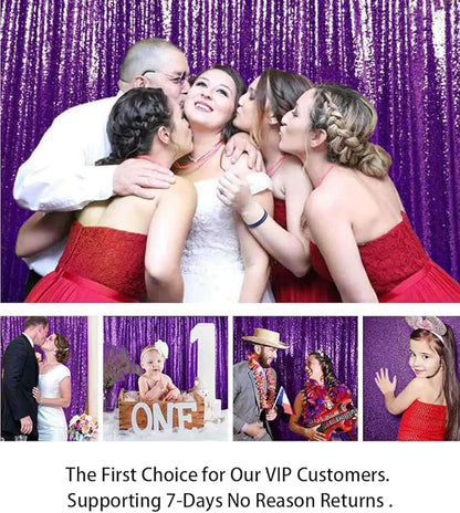 ShinyBeauty Purple Sequin Backdrop 10FTx10FT for Wedding - Shimmer Curtain for Birthday, Glitter Wall Background