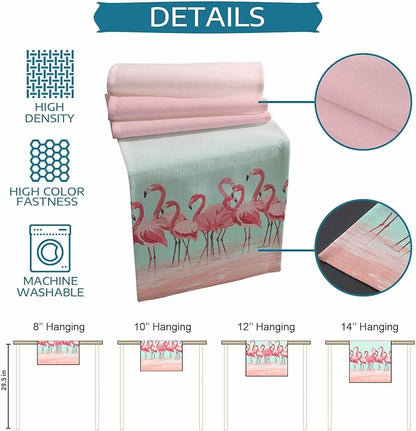 Tropical Flamingo Cotton Linen Table Runner for Dining Kitchen, Wedding Outdoor Party Tablerunners Decoration, Pink Bird Coastal Nautical Animal Dresser Scarf Coffee Tablecloth Runners 13x36 Inches