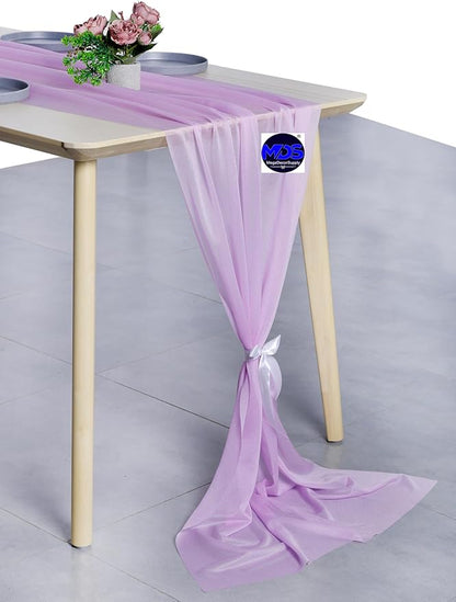 MDS 2 Pack 14ft Chiffon Table Runner 29 x 170 Inches Sheer Wedding Runner Romantic Rustic Table Runner for Wedding Decorations, Birthday Parties, Bridal Shower Party Arch Decor - Orchid