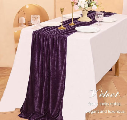 Velvet Table Runner 20 x 120 Inches 10ft Luxurious Thick Soft Velvet Christmas Thanksgiving Wedding Reception Table Runner for Party Reception Decorations(Purple, 1 Pack)