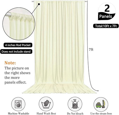 10 x 7 Feet Ivory Backdrop Curtain for Partie, Background Curtains for Photoshoot, Birthday, Wedding, Halloween, Thanksgiving, Christmas, New Year Party Decorations 5Ft x 7Ft, 2 Panels
