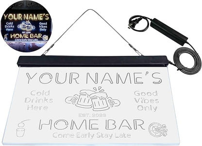 ADVPRO Personalized Your Name Custom Home Bar Beer Established Year Dual Color LED Neon Sign White & Yellow 12 x 8.5 Inches st6s32-p1-tm-wy