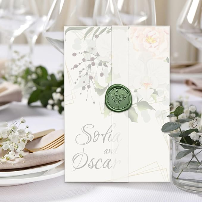 120 Pack Pre-Folded Vellum Jackets for 4x6 Invitations, Translucent Vellum Paper 4x6 Jackets, 100GSM Wedding Invitations Wraps, Envelope Liners for Birthdays, Baby Showers