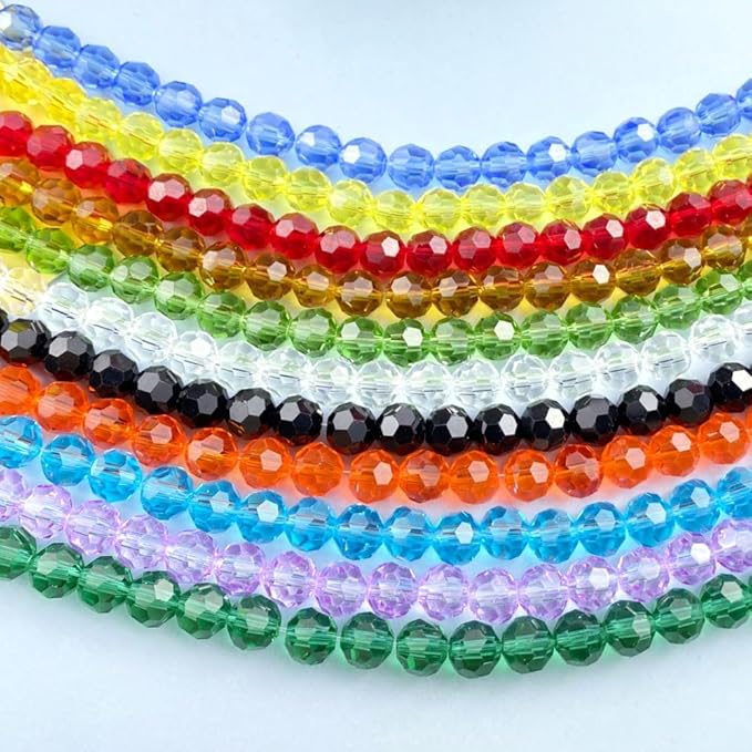 100 PCS 8mm Crystal Glass Beads Round Multiple Faceted Loose Spacer Glass Beads for DIY Handcrafte Bracelet Necklace Earring Jewelry Making(Lemon Yellow)