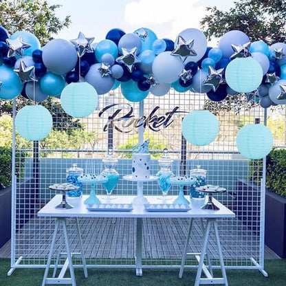 BEISHIDA 8-Inch Light Blue Round Paper Lanterns Decorative Hanging Asia Chinese Japanese Paper Lanterns Lamp for Birthday Wedding Baby Shower Home Decor Party Decoration（6 Packs）