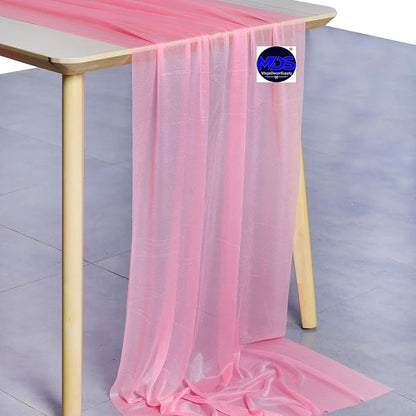 MDS Halloween Chiffon Table Runner - 25 Pack, 29 x 120 Inches, 10ft Each - Sheer Spooky Table Runners for Haunted House Parties, Trick-or-Treat Tables, Witchy Décor, Wedding & Events - Coral