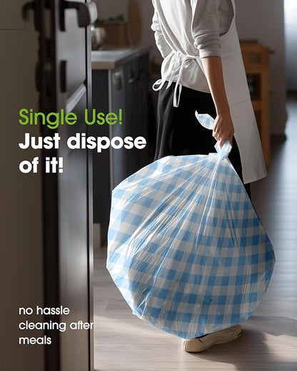 Pureegg Plastic Table Cloth Disposable 10 Pack, 54 x 108 Inch Table Cloths, Party, Picnic, Decorative Gingham Tablecloths, Rectangle, Blue and White Checkered Cover, Leakproof & Sturdy, Blue Plaid