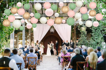 Sage Green Pink Paper Lanterns Decorative 12pcs Wedding Hanging Decorations for Bridal Shower Birthday Rustic Party Neutral Baby Shower Sage Green Home Decor