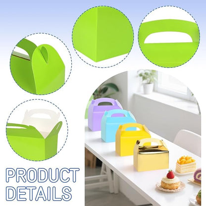 Rcybeo 30 PCS Gable Treat Boxes for Party, 10 Colors Candy Boxes Party Favor for Kids Birthday, Snack Goodie Candy Treat Boxes for Wedding Party Favors, Baby Shower, 6.3 x 3.5 x 3.5 In