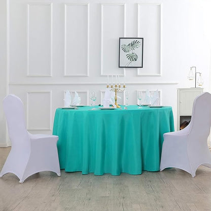 90 inch Round Tablecloth Washable Polyester Table Cloth Decorative Table Cover for Wedding Party Dining Banquet（90 inch,Turquoise）…