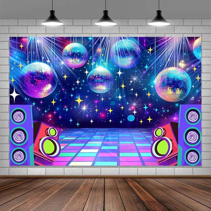 Disco Backdrop 7 x 5 ft Retro Glow Party 70s 80s 90s Theme Stage Dance Background Disco Party Decoration Disco Ball Banner Dance PartyBackdrop for Birthday Party Prom Portrait Photo Props,Multi1