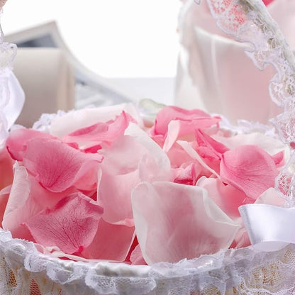 180 PCS Real Pink White Rose Flower Petals Confetti for Wedding to Throw, 1.75oz Freeze Dried Rose Petal for Proposal Centerpieces Romantic Night Decor