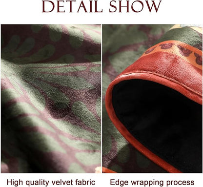 patdrea Designer Mysterious Oil Painting Figures Velvet Table Runner, Brown Green with Palm Frond Pattern Table Mat, Decoration for Kitchen Dining Coffee Table Cabinet Banquet Thanksgiving,12"*102"