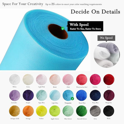 Turquoise Tulle Fabric Rolls 54 Inch by 40 Yards Tulle Bolt Spool for Wedding Decorations DIY Tutu Baby Shower Table Skirt Ceiling Decor Birthday Party Craft Supplies