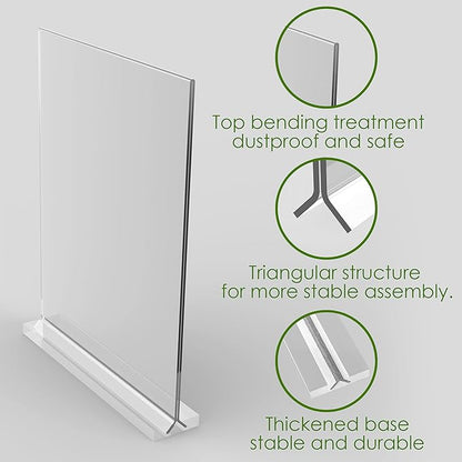 newnewshow 5“x7” Acrylic Sign Holder 6 Pack Vertical T Shape Double-Sided Desktop Display Holder
