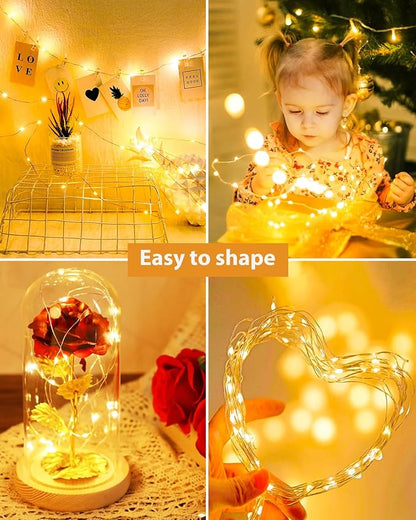btfarm 12 Pack LED Fairy Lights Battery Operated, 7ft 20LED Mini String Lights Waterproof, Silver Wire Firefly Starry Lights Bulk for Mason Jars Crafts Table Centerpieces Party Christmas, Warm White
