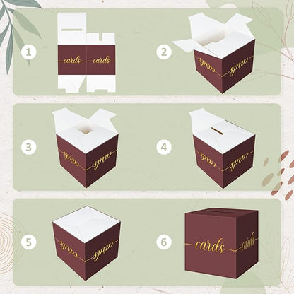 QIKSION Maroon Graduation Card Box, Gold Foil Gift Card Box for Graduation, Party, Wedding Reception, Birthday, Baby Shower, Raffle