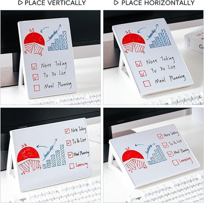 2 pcs Magnetic Dry Erase Board White Board, 8.3'' x 5.8'', Small Stand-Up or Hangable Desktop Dry Erase White Board, Mini Dry Erase Whiteboard Easel for Desk with a Marker