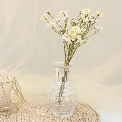 Set of 12 Glass Bud Vases-Small Vases for Flowers-Mini Bud Vases in Bulk -Vintage Vases Centerpieces for Tables Wedding and Home Decor(12pcs/Clear)