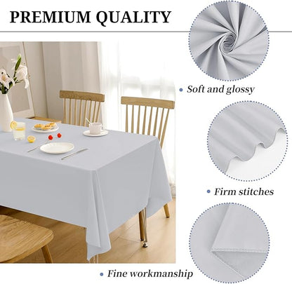 12 Pack Light Grey Tablecloths for Rectangle Tables 60 x 126 Inch Polyester Tablecloth 8 Foot Rectangle Table Cloth Wrinkle Resistant Washable Fabric Table Cover for Party Wedding Banquet Events