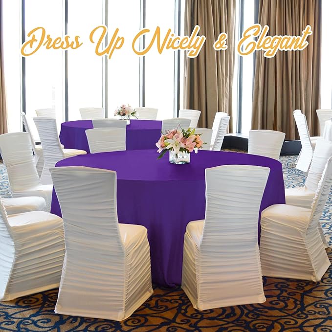 BRILLMAX 4 Pack Purple Round Tablecloths 132 Inch - Circle Bulk Linen Polyester Fabric Washable Table Cloth Cover for Wedding Reception Banquet Birthday Party Buffet Restaurant