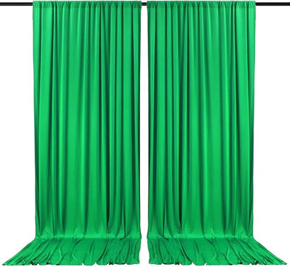 2 Panels Green Backdrop Curtain, 10 x 7 Feet Background Curtains for Parties, Weddings, Baby Showers, Bachelorette Halloween, Christmas Birthday Party Photoshoot Backdrop Curtains Decorations