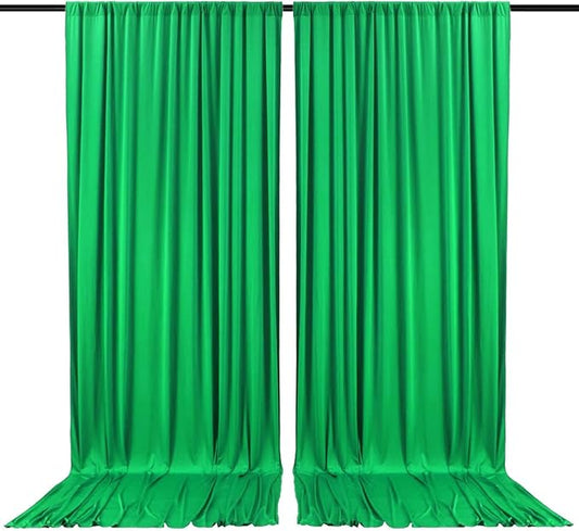 2 Panels Green Backdrop Curtain, 10 x 7 Feet Background Curtains for Parties, Weddings, Baby Showers, Bachelorette Halloween, Christmas Birthday Party Photoshoot Backdrop Curtains Decorations