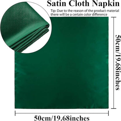 Aneco 24 Pieces Satin Napkin Square 20 x 20 Inches Dinner Napkins Weddings Party Napkin Soft Table Napkins for Romantic Weddings Party Dinner Decoration (Forest Green)