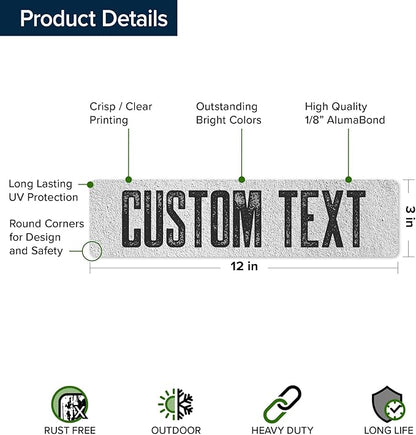 Custom Sign, Custom Street Sign, 11 Font Colors, 13 Font Styles, 4 Hole Options, 22 Sizes, 3x12 Inches, Rust Free DiBound, Fade Resistant, Made in USA by My Sign Center (Concrete)