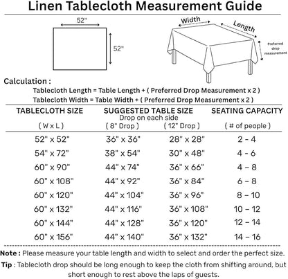 Solino Home Linen Square Tablecloth 52 x 52 Inch - 100% Pure Linen Pumpkin Table Throw - Classic Hemstitch, Machine Washable Table Cloth for Fall, Autumn, Halloween, Thanksgiving, Holiday