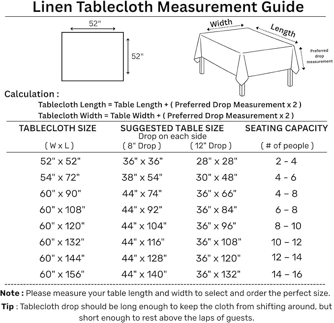 Solino Home Light Natural Linen Tablecloth 52 x 52 Inch - 100% Pure Linen Square Table Throw - Classic Hemstitch, Machine Washable Table Cloth for Fall, Autumn, Thanksgiving, Christmas, Holiday