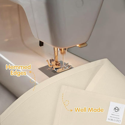 BRILLMAX 6 Pack Beige Tablecloths for 8 Foot Rectangle Tables 90 x 156 Inch - 8ft Rectangular Bulk Linen Polyester Fabric Washable Cloth Cover for Wedding Reception Banquet Birthday Party