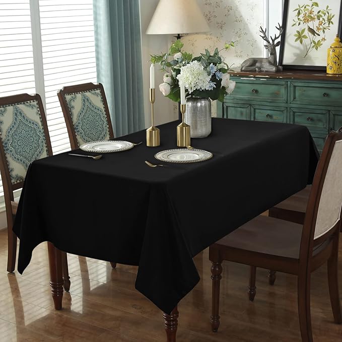 12 Pack 60 x 102 Inch Rectangle Tablecloth, Black Rectangle Tablecloth Polyester for 6 Feet Rectangle Tables, Washable Fabric Table Cloth for Wedding Dining Table Buffet Parties Camping