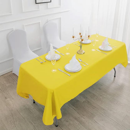 Rectangle Tablecloth 90x156 inch Washable Polyester Fabric Table Cloth for Wedding Party Dining Banquet Decoration（90x156, Yellow）
