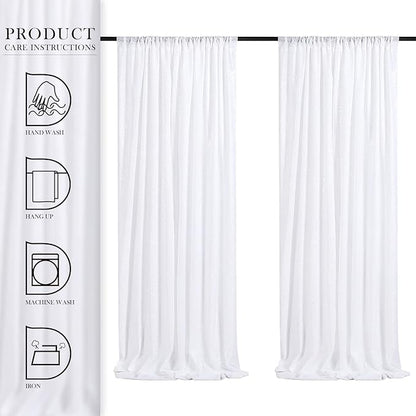 White Backdrop Curtain for Wedding Parties - 2ftx8ft Sparkly Sequin Fabric Drape 6 Panels White Curtain Baby Shower Birthday