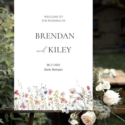 Spring Wildflower Wedding Welcome Signs, Welcome Sign Wedding, Customized Wedding Welcome Sign, Custom Wedding Welcome Sign