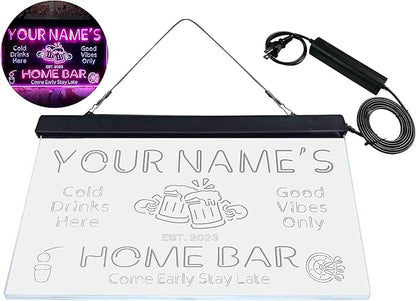 ADVPRO Personalized Your Name Custom Home Bar Beer Established Year Dual Color LED Neon Sign White & Purple 12 x 8.5 Inches st6s32-p1-tm-wp