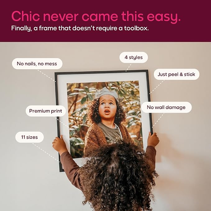 Mixtiles Official - Custom Photo Tiles - Personalized Printed Photos - Magnetic Wall Frames - Adhesive Sticker, No Nails - Various Sizes and Frames - wild-visual-7-Tile - Oak Frame
