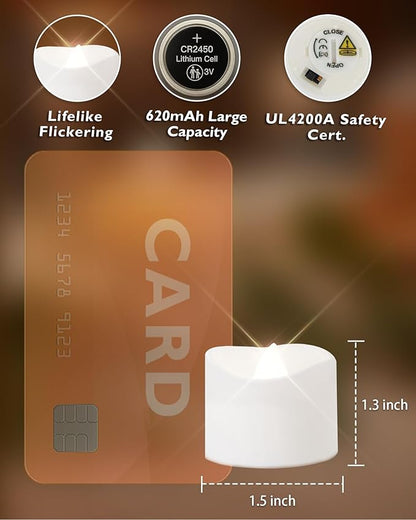 Homemory 12pcs Remote Timer LED Tea Lights Candles, 400+Hours Flickering Flameless Battery Votive Tealights for Tabletop Lighting, Centerpieces Decor, Holiday