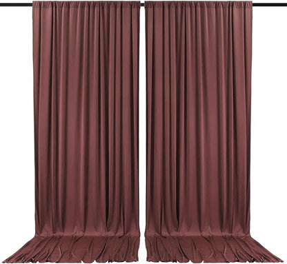 2 Panels Red Brown Backdrop Curtain, 10 x 7 Feet Background Curtains for Parties, Weddings, Baby Showers, Bachelorette Halloween, Christmas Birthday Party Photoshoot Backdrop Curtains Decorations