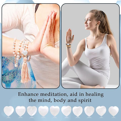 Gerrii 50 Pcs Heart Healing Stone Bulk Quartz Heart Inspirational Stones Gift for Women Love Pocket Polished Natural Energy Balancing Meditation 0.8 Inch(Clear)