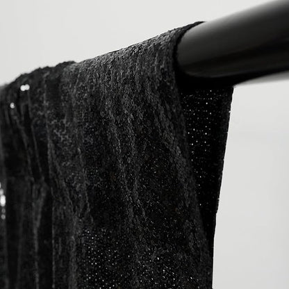 Poise3EHome Black Sequin Backdrop (6Ft x 6Ft),Thick Satin Black Sequin Photo Backdrop Curtain,Sparkly Opaque Photography Curtain Sequence Xmas Thanksgiving Backdrop for Wedding Party Decor